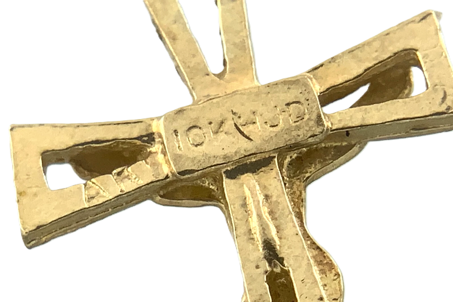 10K Yellow Gold Crucifix Pendant Jesus On The Cross Religious Charm AU073