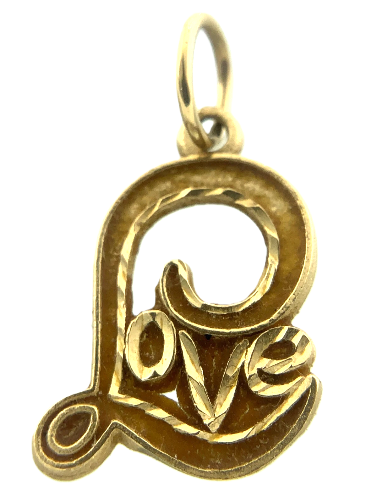 10K Yellow Gold Love Pendant Charm AU075