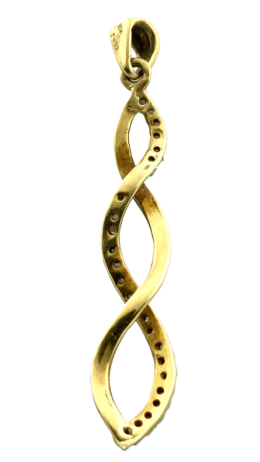 10K Yellow Gold DNA Spiral Twist Pendant Charm JWBR AU077