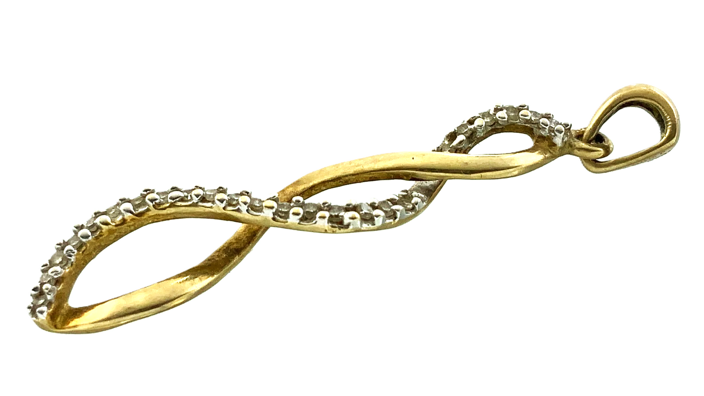 10K Yellow Gold DNA Spiral Twist Pendant Charm JWBR AU077