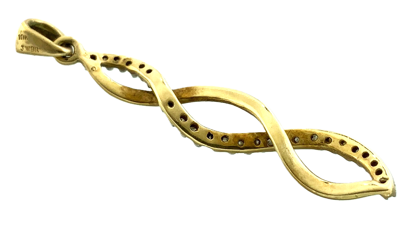 10K Yellow Gold DNA Spiral Twist Pendant Charm JWBR AU077