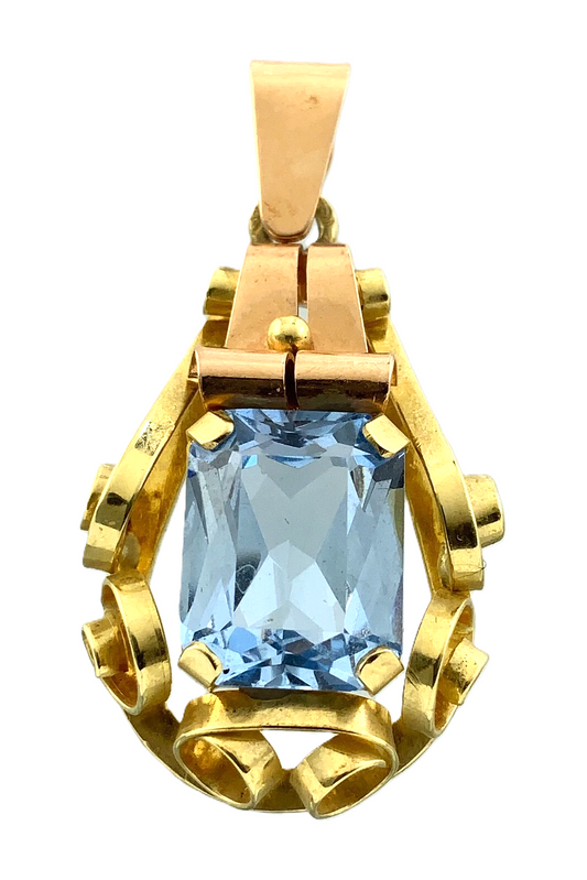 Beautiful Vintage Art Deco Pendant 14K Yellow Gold December Birthstone AU078