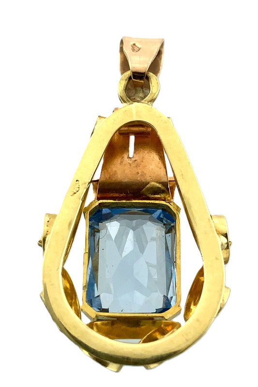 Beautiful Vintage Art Deco Pendant 14K Yellow Gold December Birthstone AU078