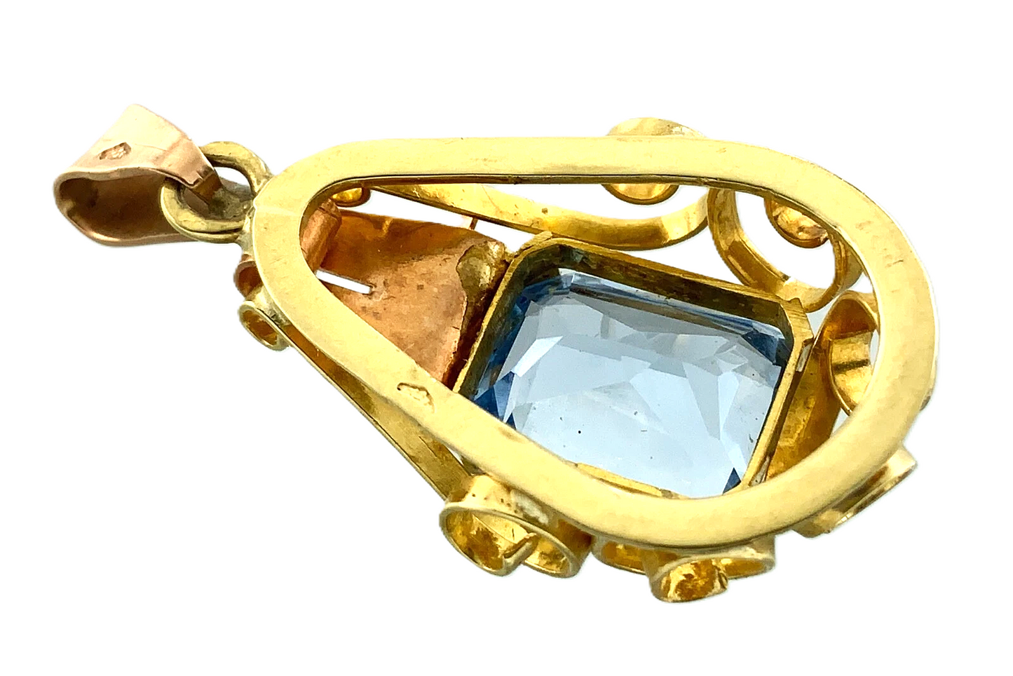 Beautiful Vintage Art Deco Pendant 14K Yellow Gold December Birthstone AU078