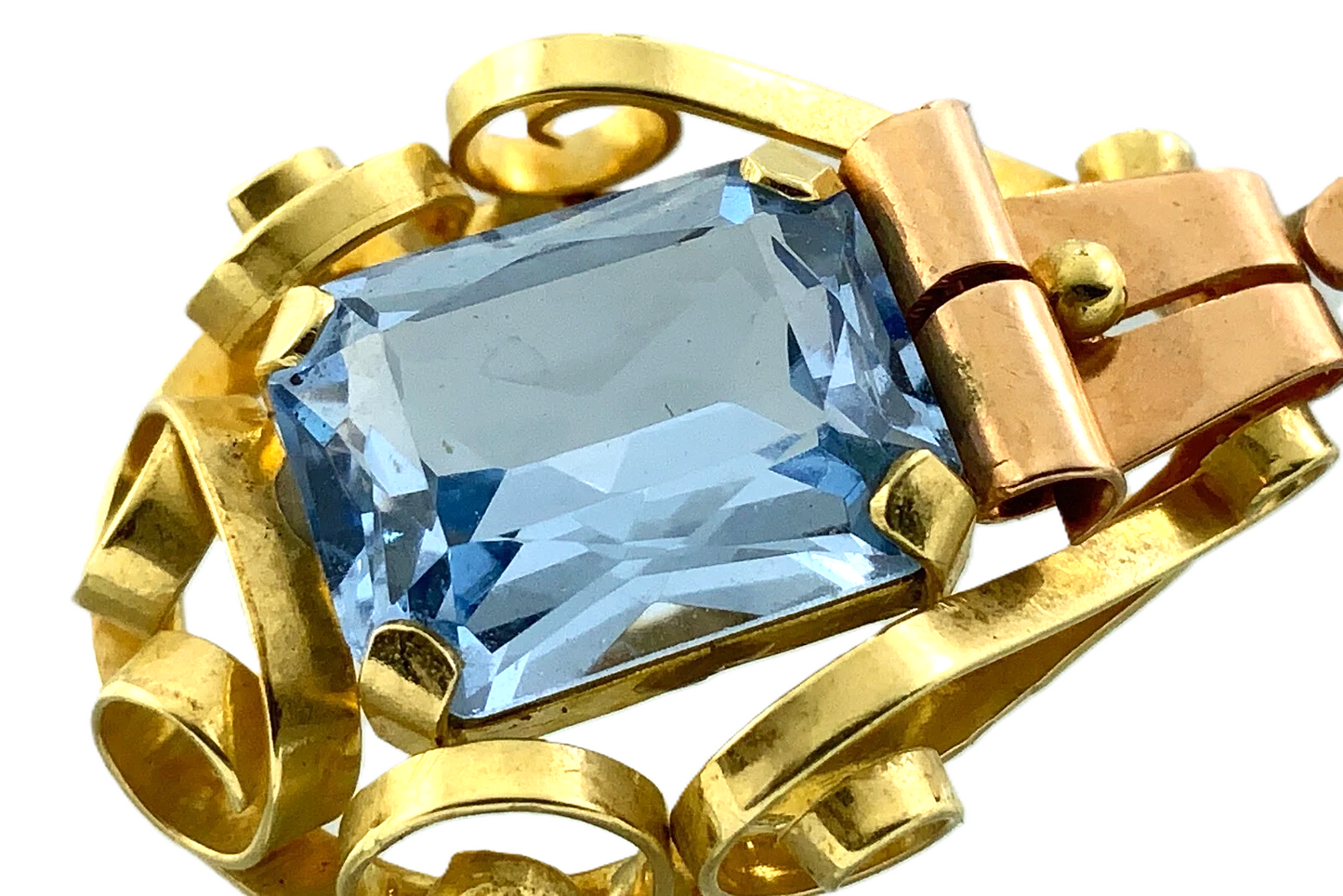 Beautiful Vintage Art Deco Pendant 14K Yellow Gold December Birthstone AU078