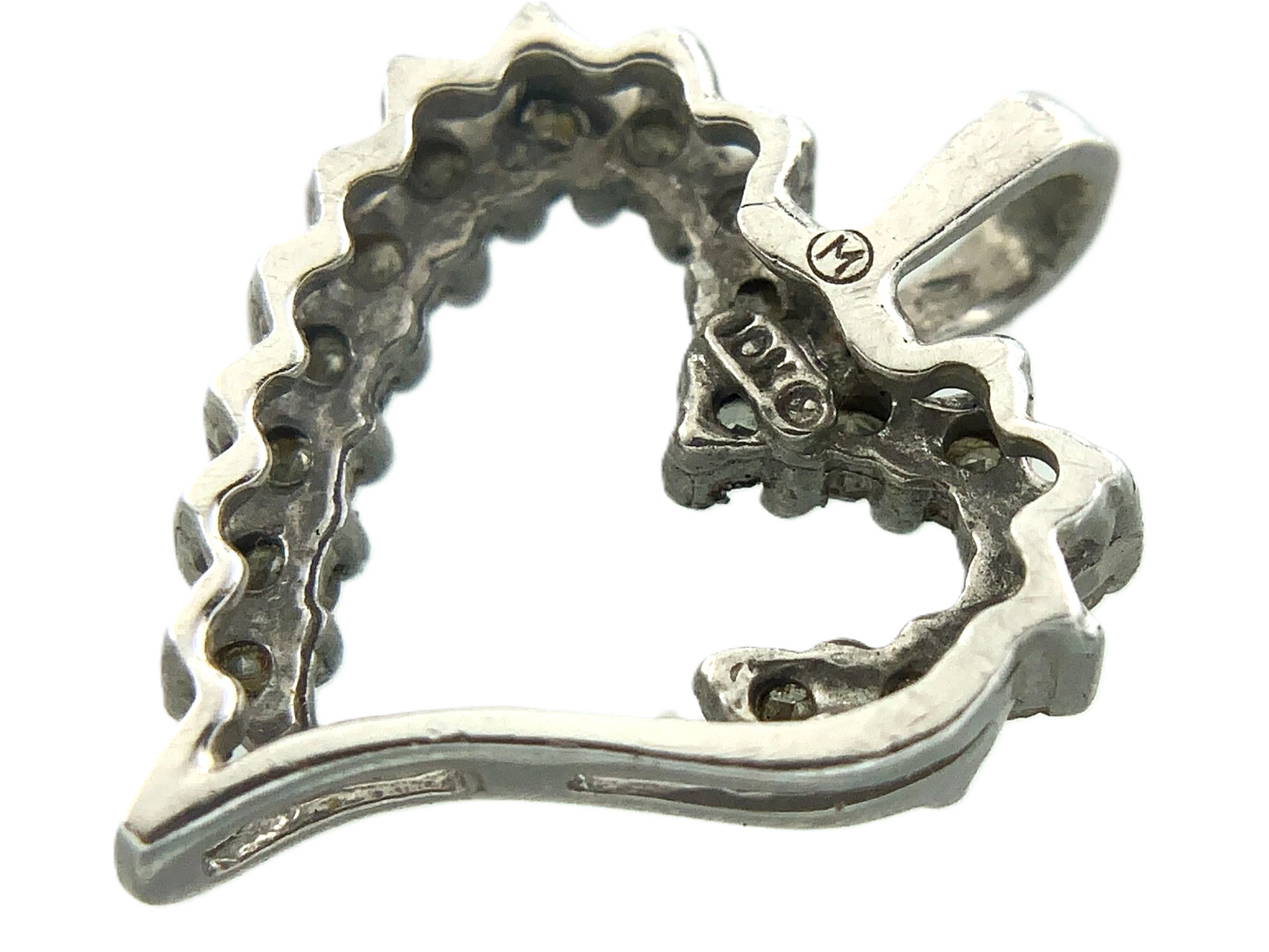 10K White Gold Heart Pendant Symbol of Love Charm AU082