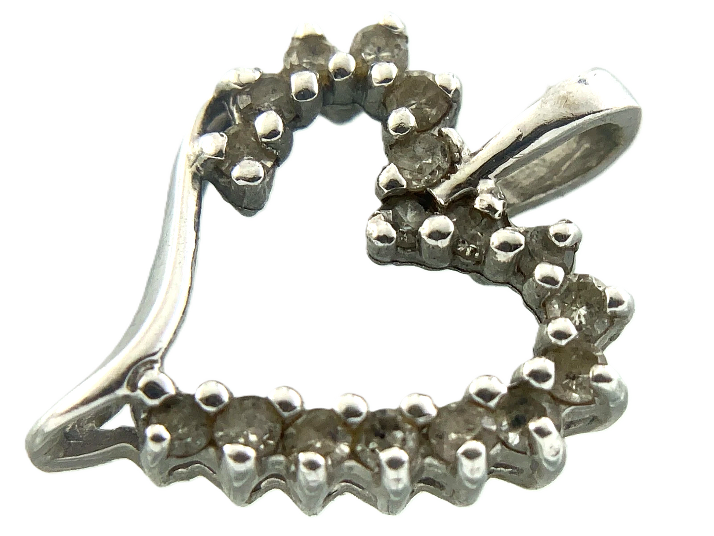 10K White Gold Heart Pendant Symbol of Love Charm AU082