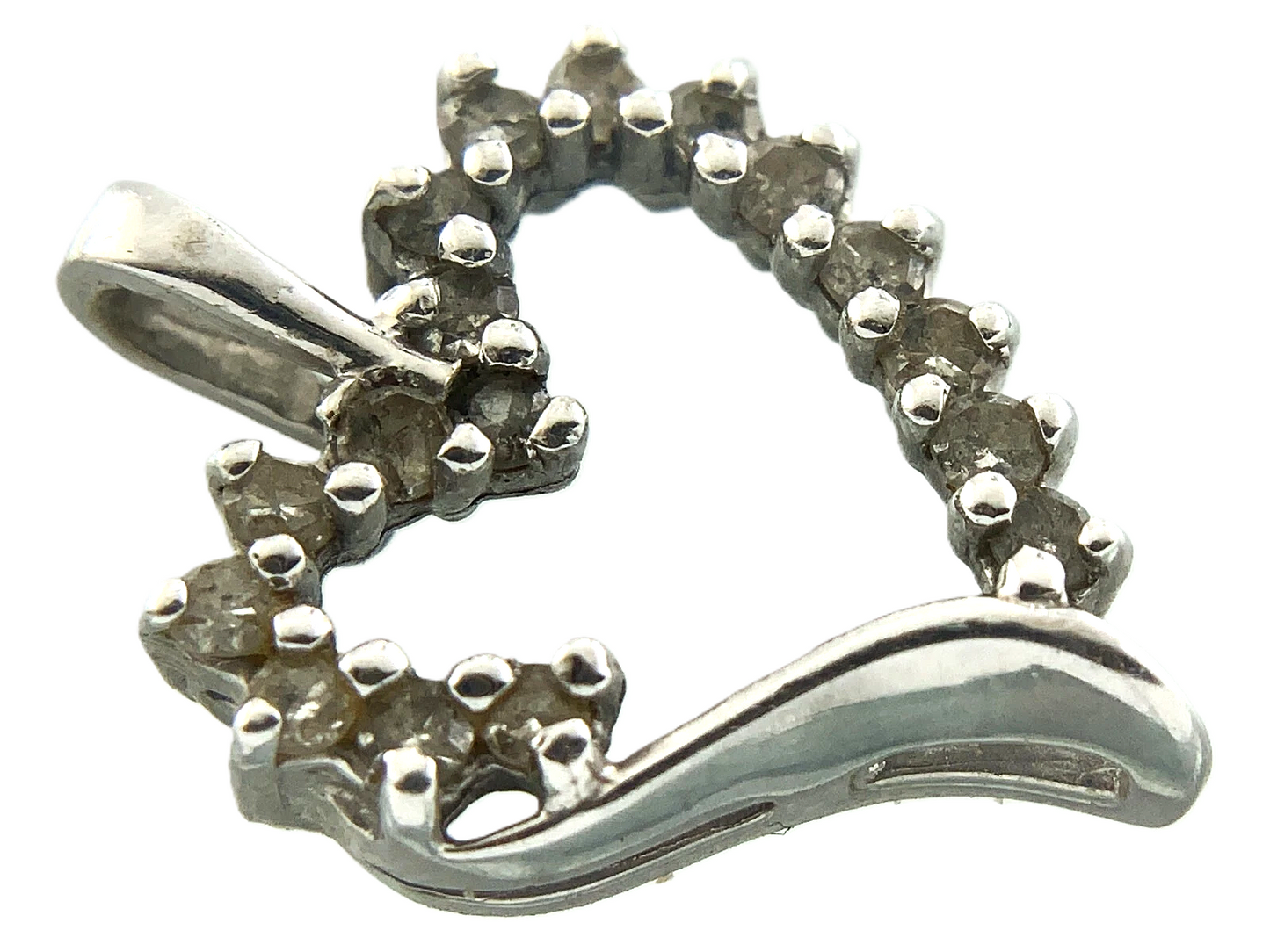 10K White Gold Heart Pendant Symbol of Love Charm AU082