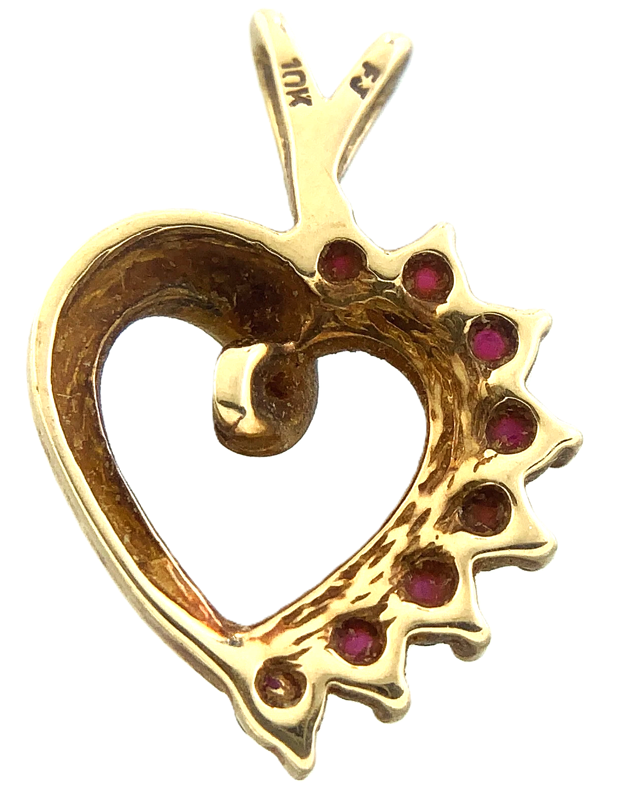 10K Yellow Gold Ruby Heart Pendant Charm AU083