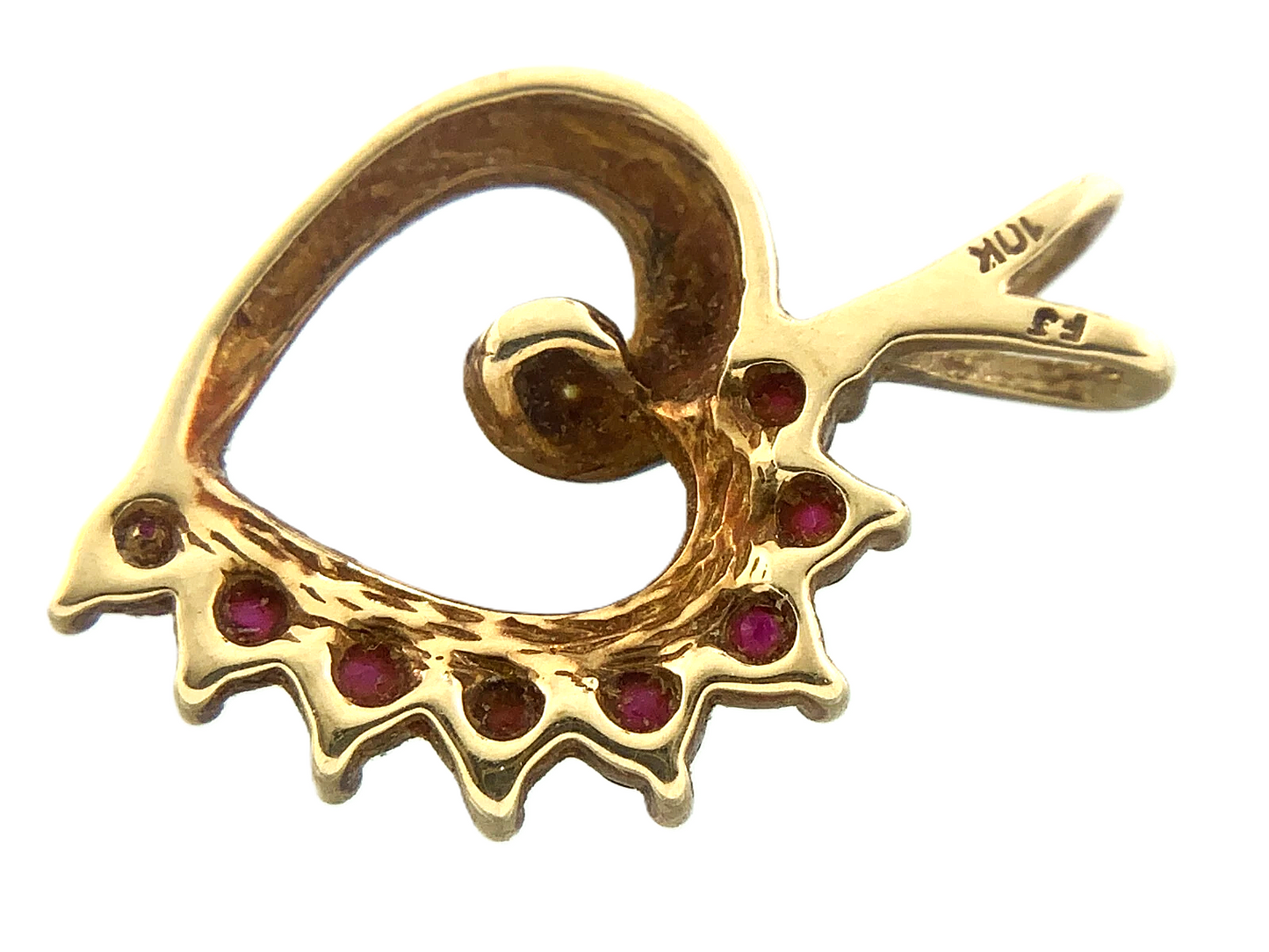 10K Yellow Gold Ruby Heart Pendant Charm AU083