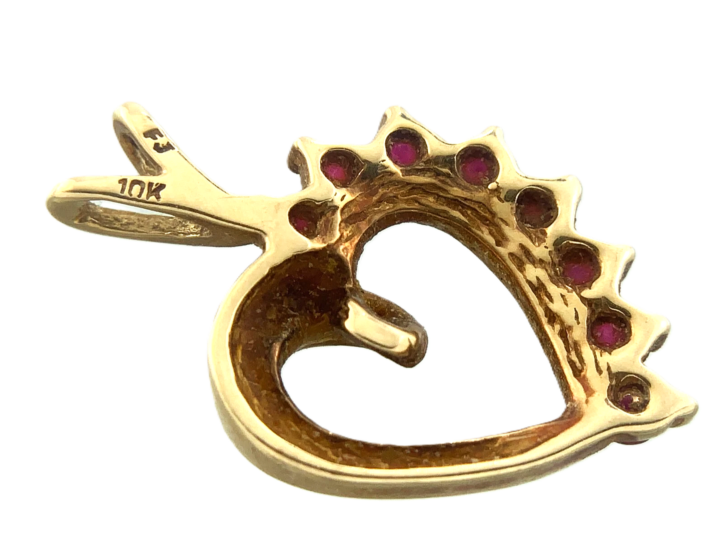 10K Yellow Gold Ruby Heart Pendant Charm AU083