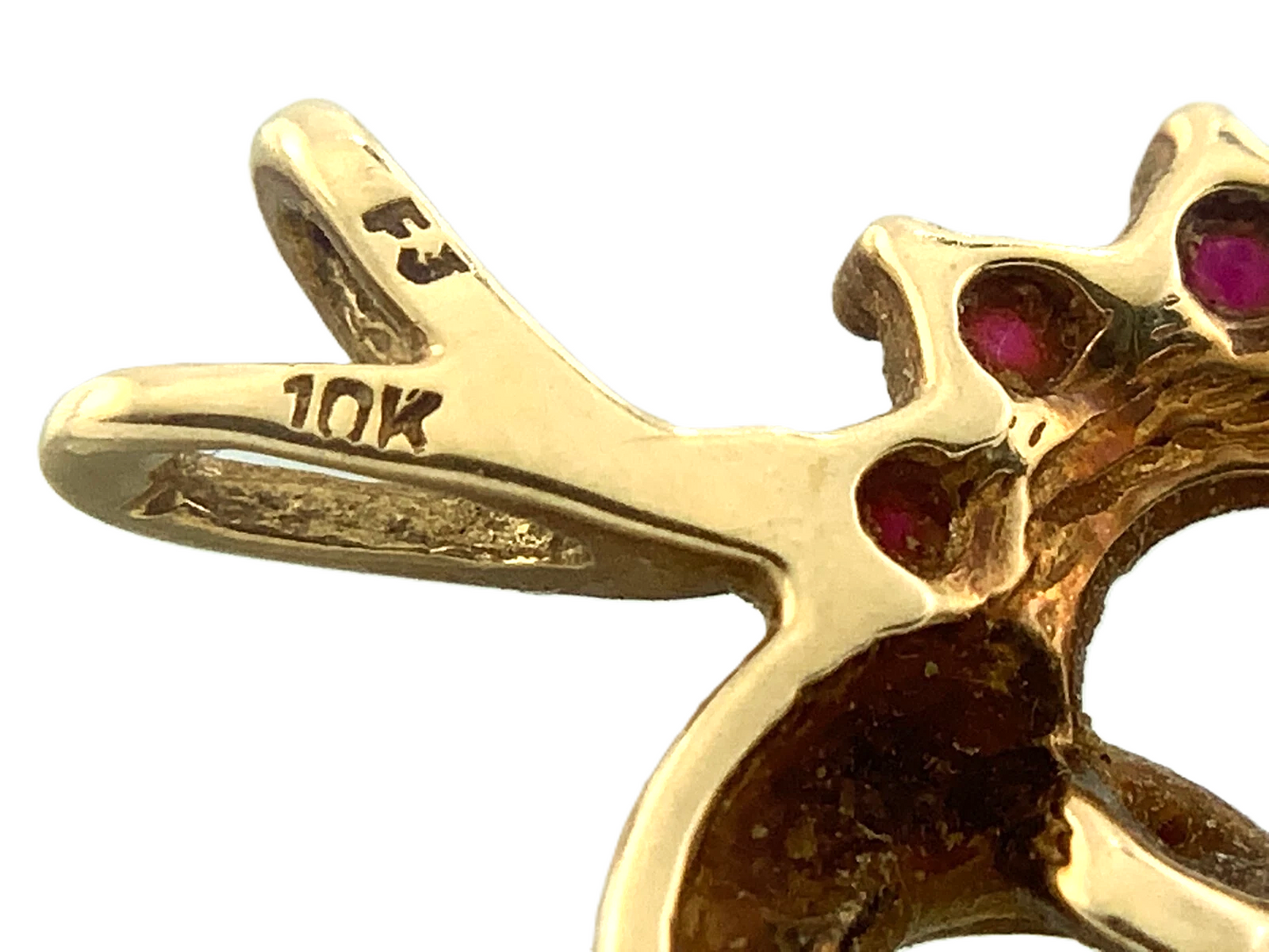 10K Yellow Gold Ruby Heart Pendant Charm AU083