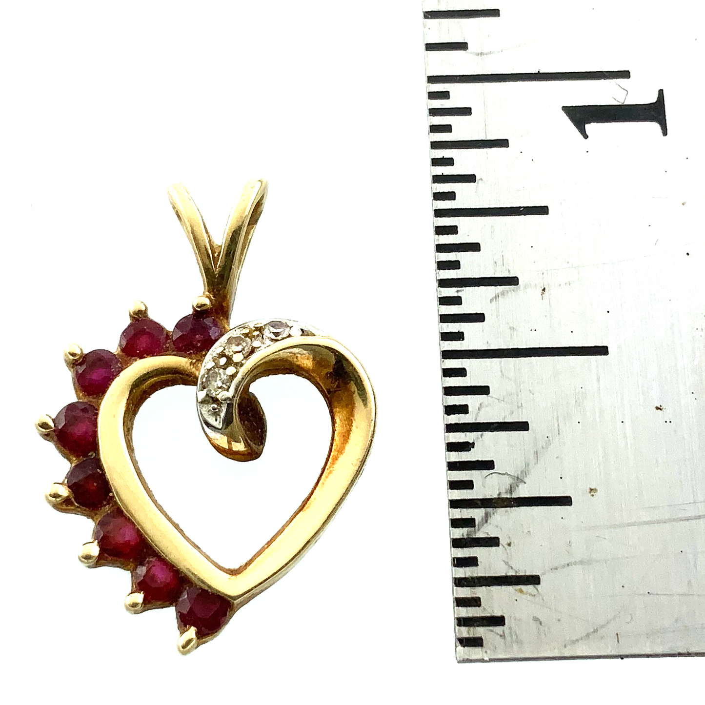 10K Yellow Gold Ruby Heart Pendant Charm AU083
