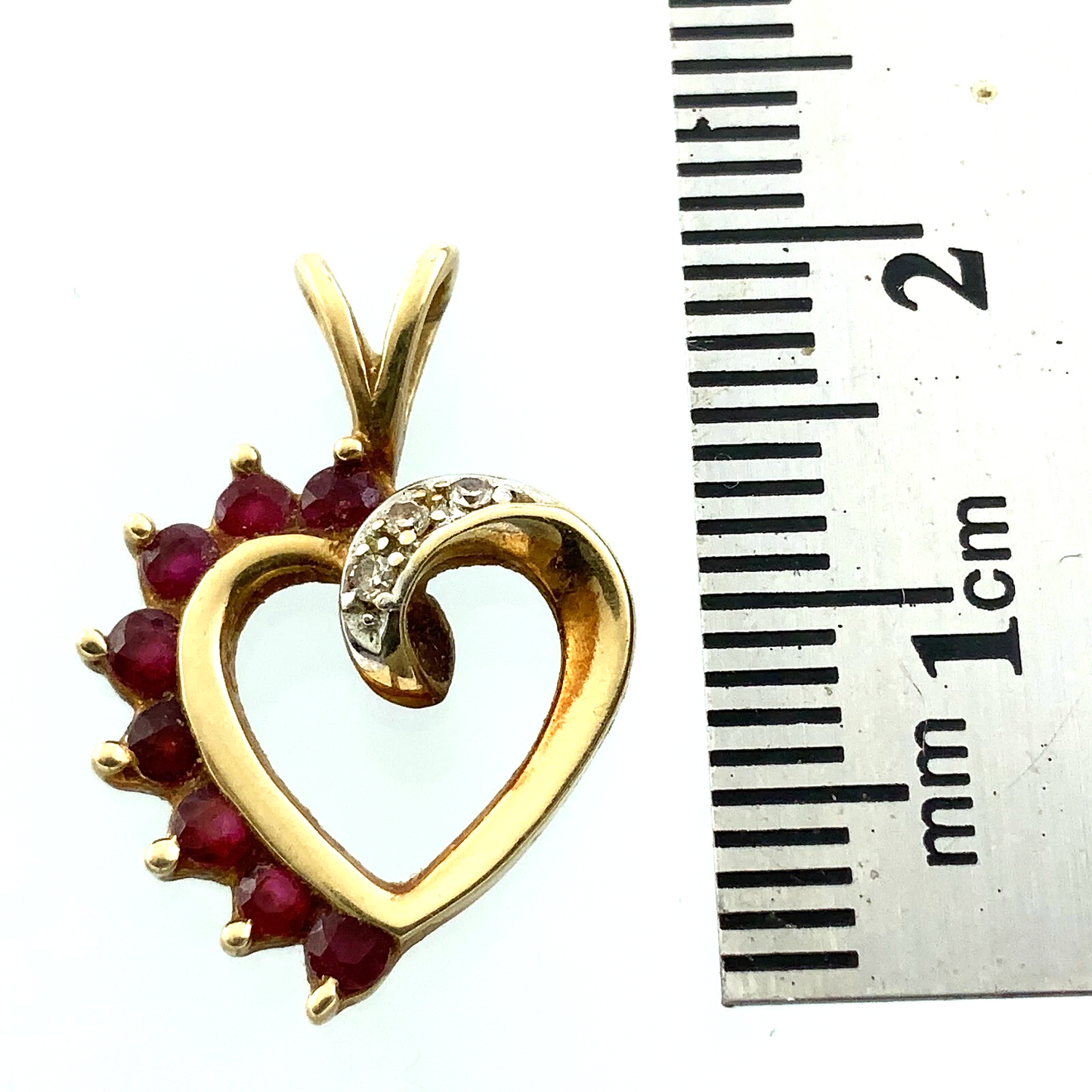 10K Yellow Gold Ruby Heart Pendant Charm AU083