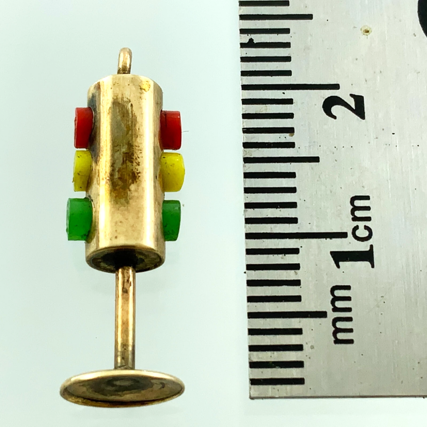 9K Yellow Gold Traffic Light Pendant Charm Tested AU087