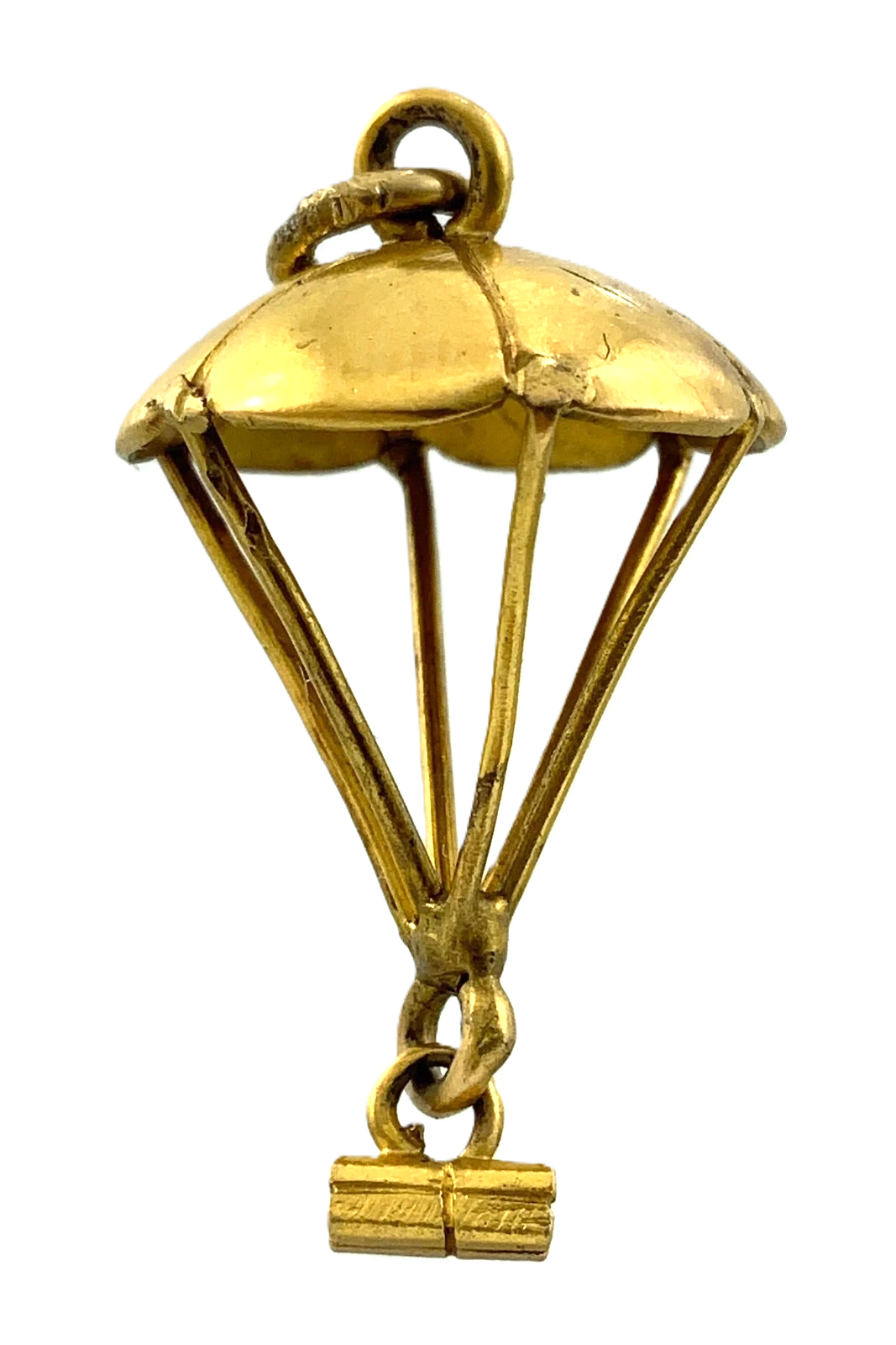 9K Yellow Gold Parachute Pendant Beautiful Package Drop Charm Tested AU096