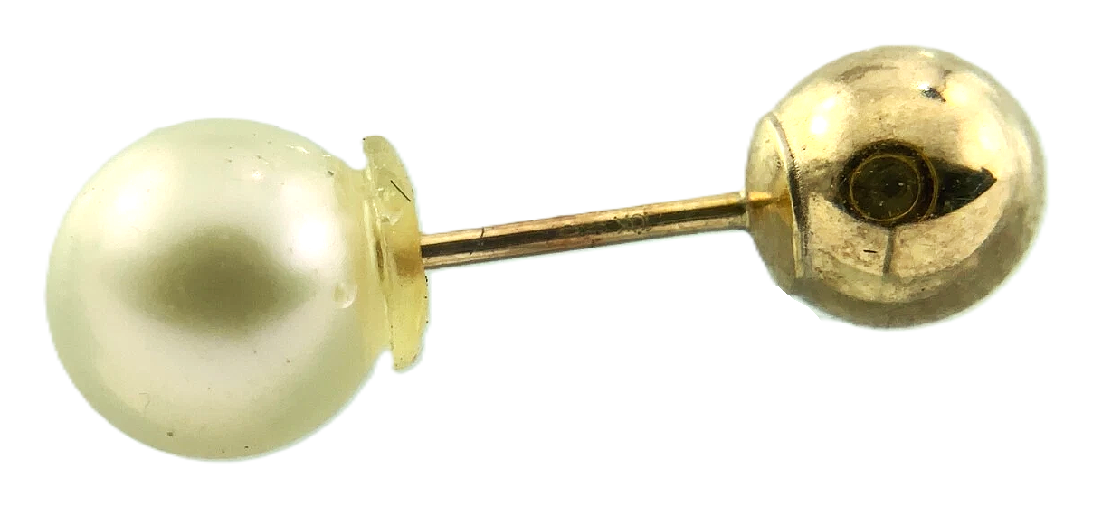 10K Gold Fresh Water Pearl Reversible Stud Earrings Made in Canada AU099