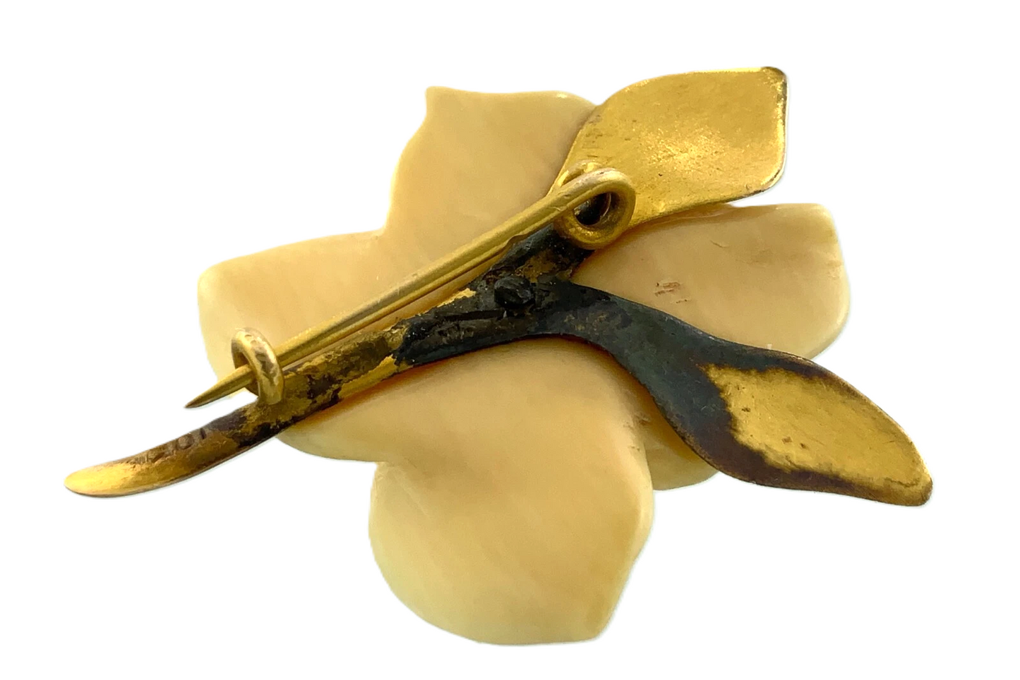 Vintage Magnolia Flower Brooch 10K Yellow Gold Tested AU101