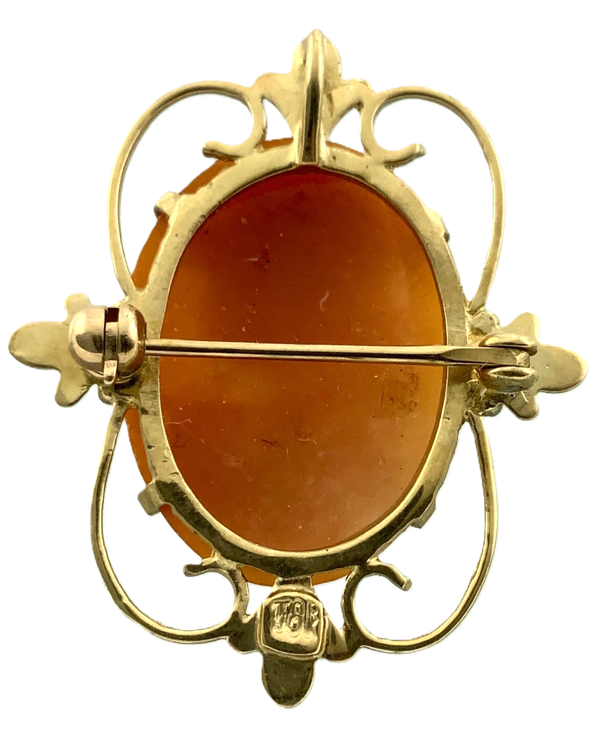 Antique Cameo Brooch 10K Yellow Gold Pendant Carved Woman Portrait AU104