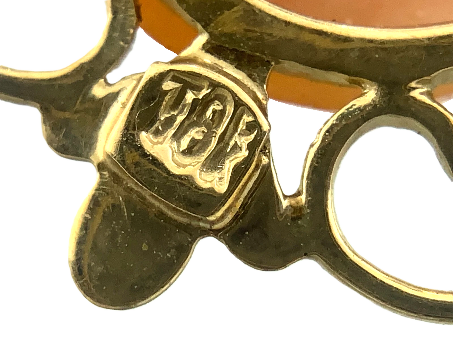 Antique Cameo Brooch 10K Yellow Gold Pendant Carved Woman Portrait AU104