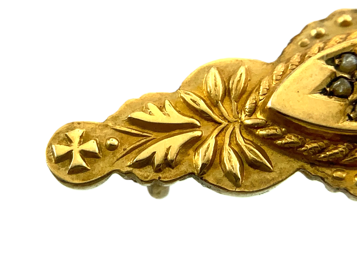 Beautiful Victorian 9K Yellow Gold Bar Pin Brooch C & Co Etruscan Revival AU104