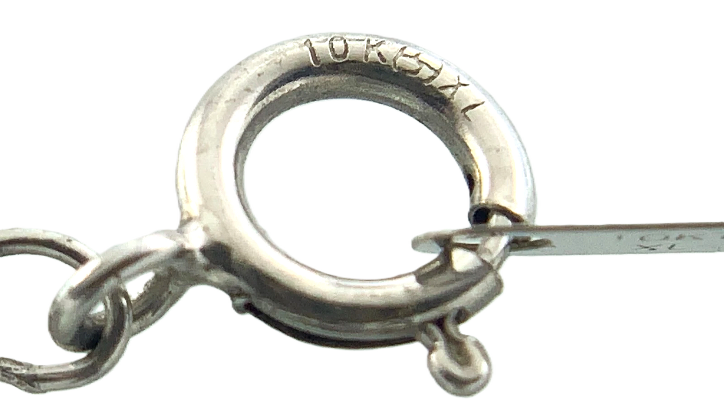 Beautiful 10K White Gold Diamond Pendant Twist Loop Box Chain Necklace AU107