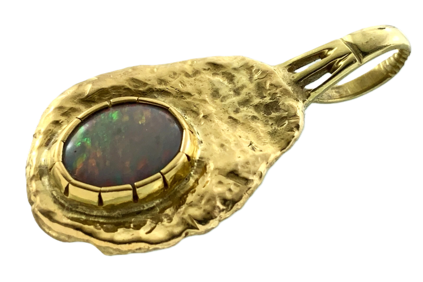 10K Yellow Gold Opal Pendant Beautiful October Birth Stone AU109