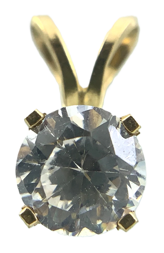 10K Yellow Gold Solitaire Necklace Pendant Rabbit Ear NOT DIAMOND AU111