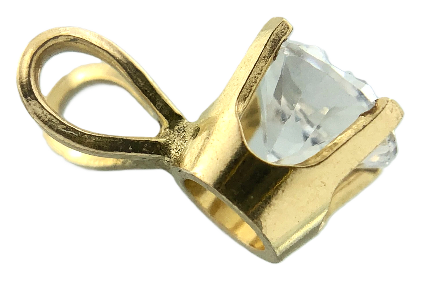 10K Yellow Gold Solitaire Necklace Pendant Rabbit Ear NOT DIAMOND AU111