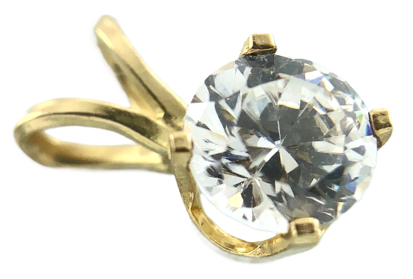 10K Yellow Gold Solitaire Necklace Pendant Rabbit Ear NOT DIAMOND AU111