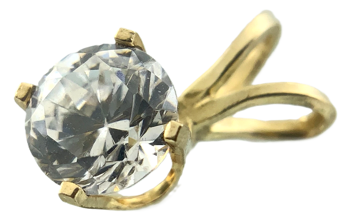 10K Yellow Gold Solitaire Necklace Pendant Rabbit Ear NOT DIAMOND AU111