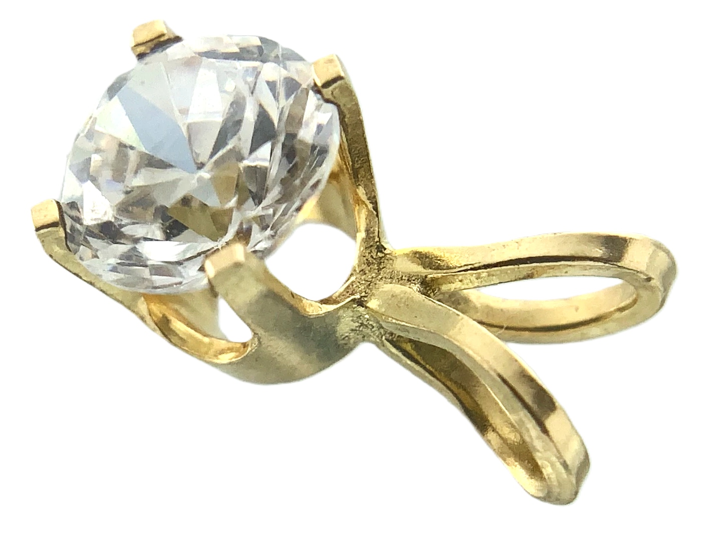 10K Yellow Gold Solitaire Necklace Pendant Rabbit Ear NOT DIAMOND AU111