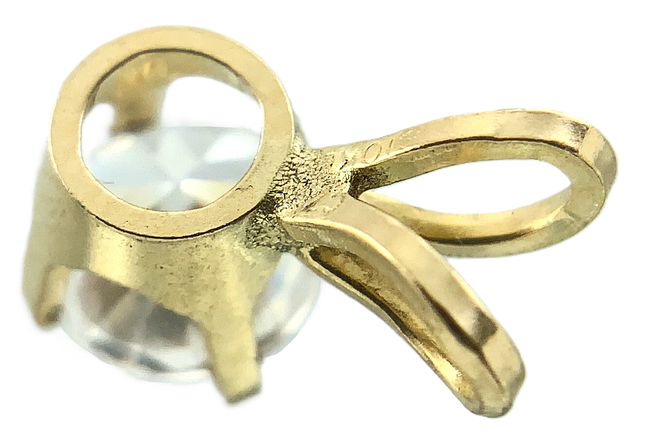 10K Yellow Gold Solitaire Necklace Pendant Rabbit Ear NOT DIAMOND AU111