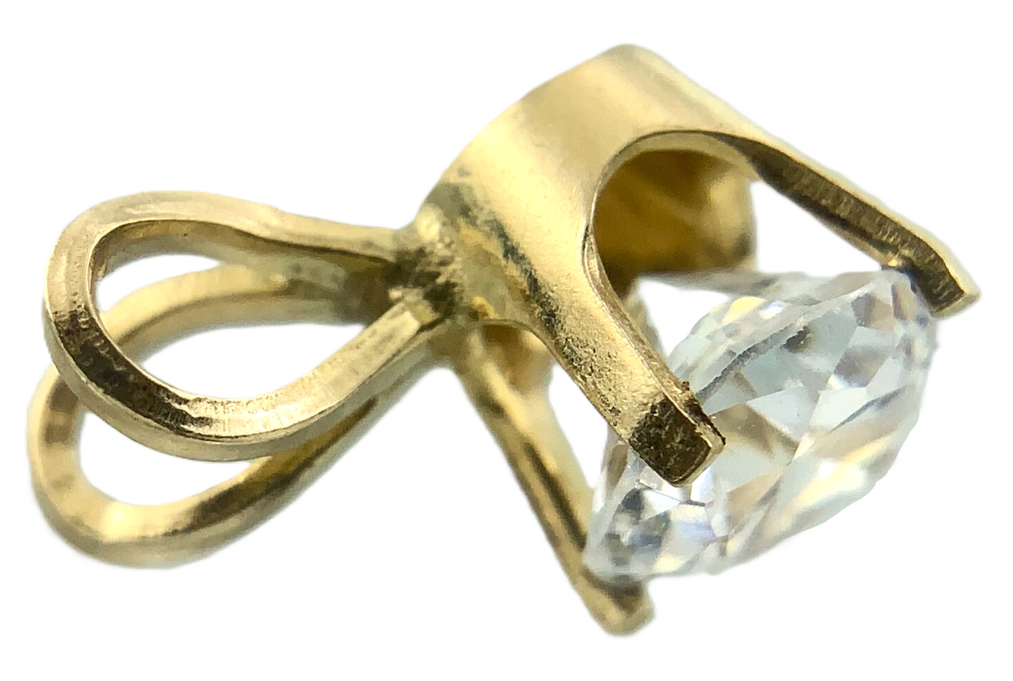 10K Yellow Gold Solitaire Necklace Pendant Rabbit Ear NOT DIAMOND AU111