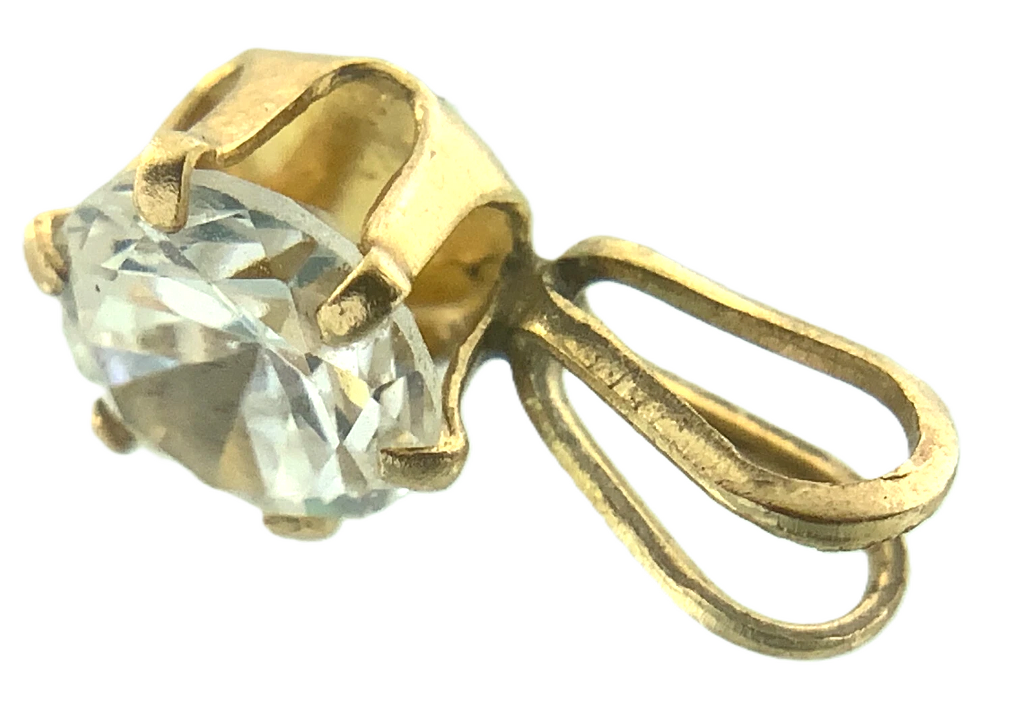 10K Yellow Gold Solitaire Necklace Pendant Rabbit Ear AU119