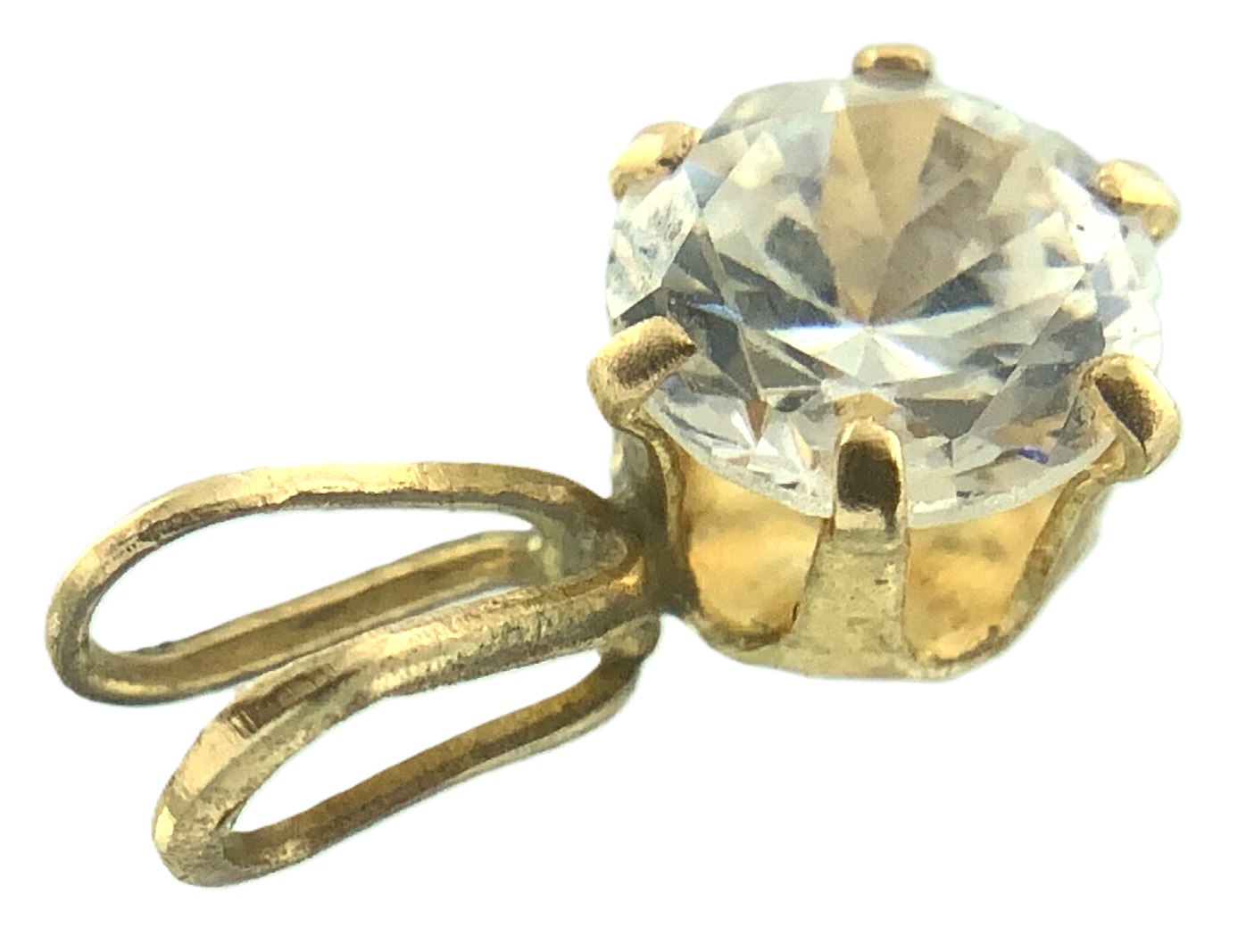 10K Yellow Gold Solitaire Necklace Pendant Rabbit Ear AU119