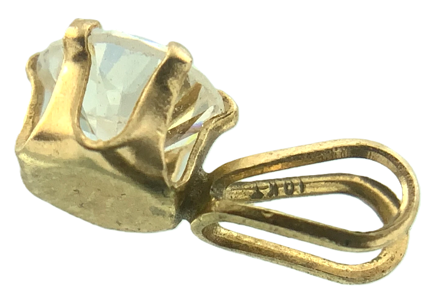 10K Yellow Gold Solitaire Necklace Pendant Rabbit Ear AU119