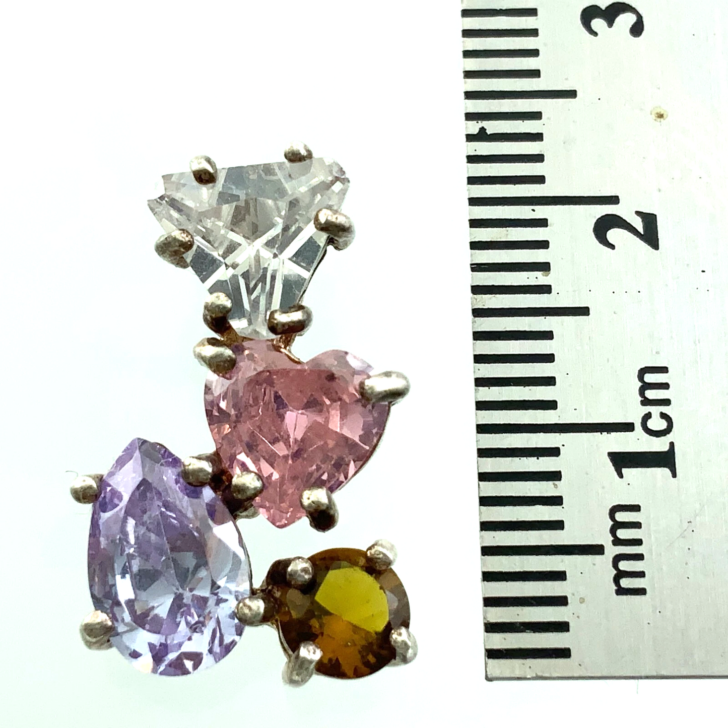 Beautiful Unique Multi-color Gemstones Pendant 925 Sterling Silver Charm AU126