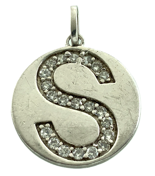 Letter S Name Pendant 925 Sterling Silver Charm AU128