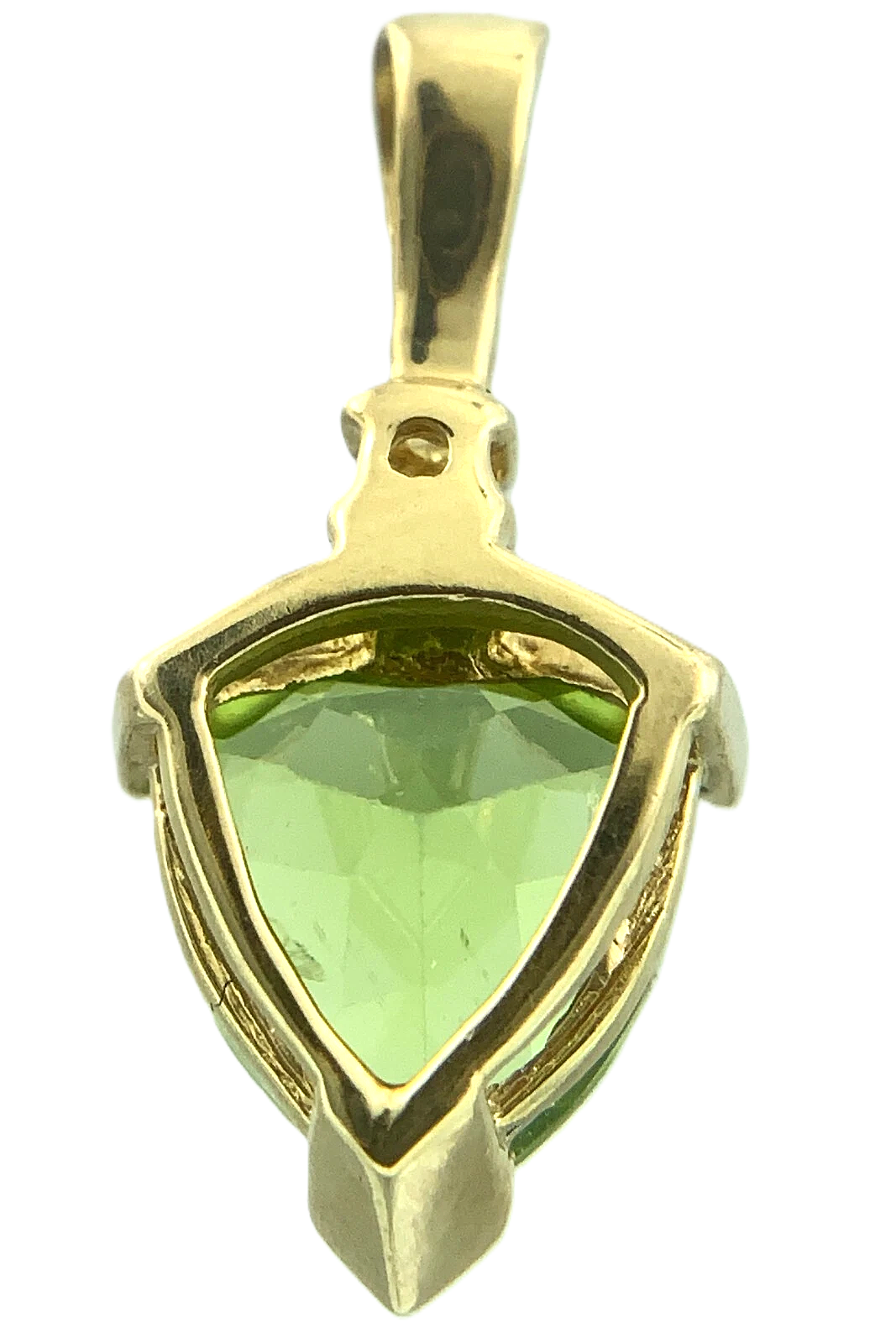 10K Yellow Gold Green Gemstone and Diamond Solitaire Pendant Charm AU129