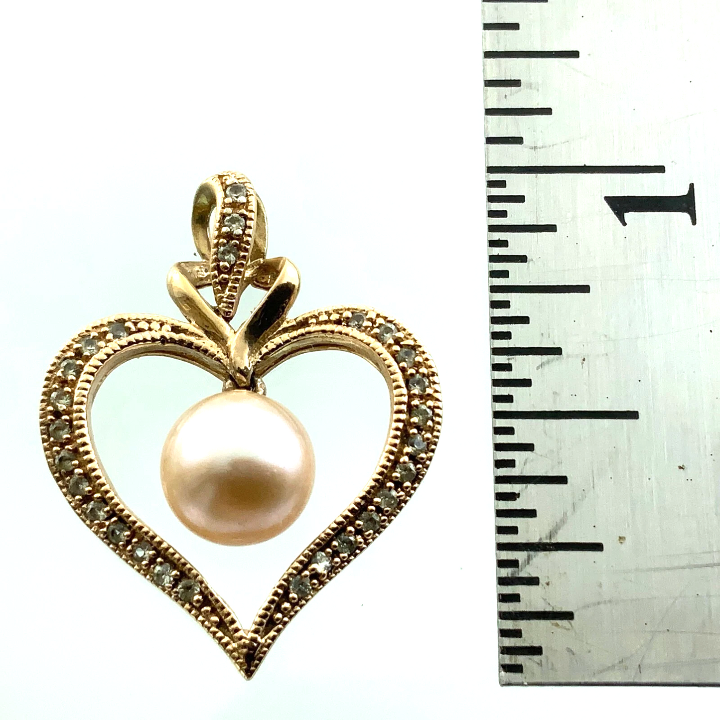 14K Gold Plated 925 Sterling Silver Heart Pearl Pendant Charm AU130