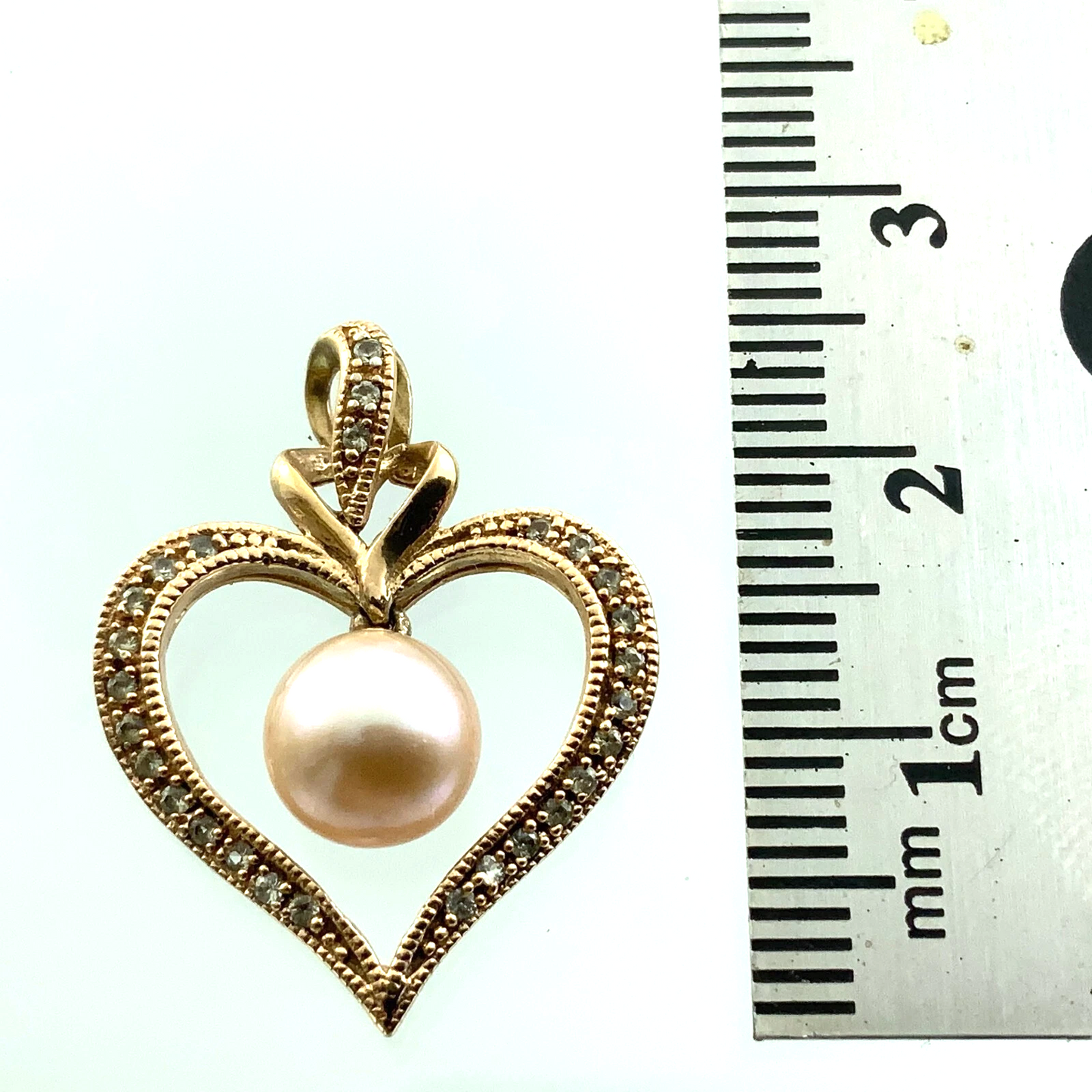 14K Gold Plated 925 Sterling Silver Heart Pearl Pendant Charm AU130