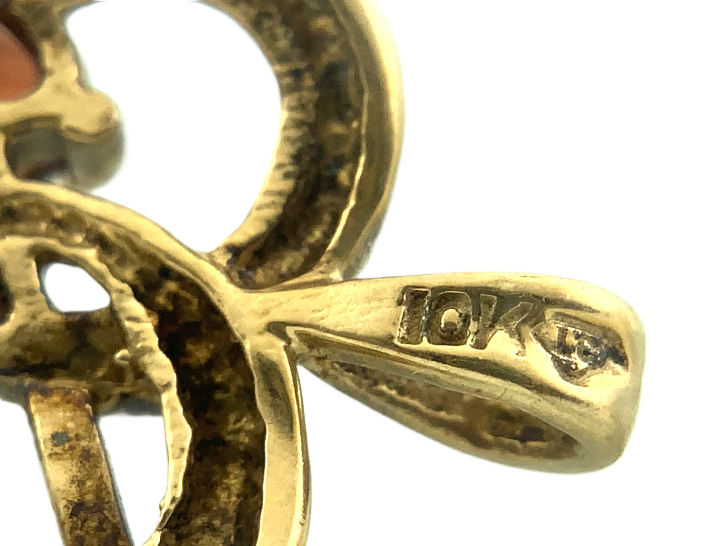 10K Yellow Gold Ruby Diamond Heart Pendant Cupid Arrow Charm AU133