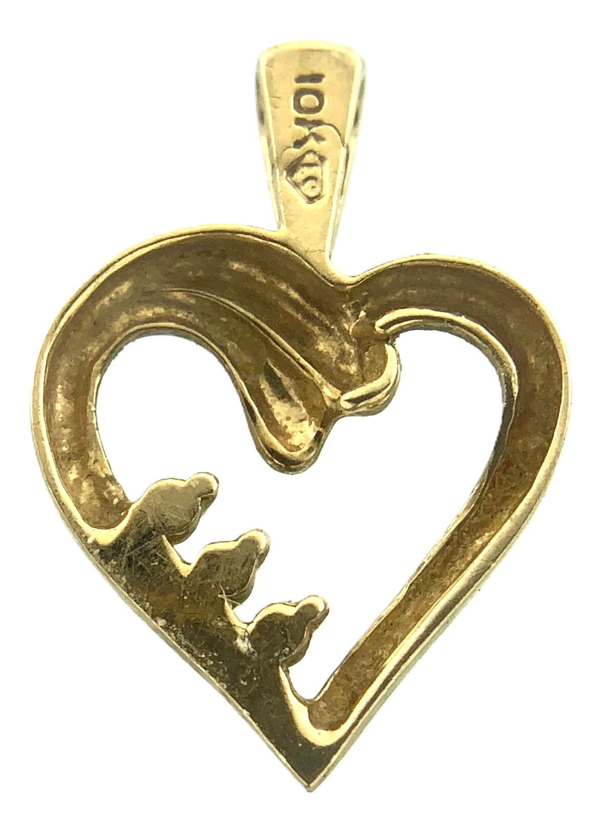 Beautiful 10K Yellow Gold Heart Diamond Pendant Charm AU138