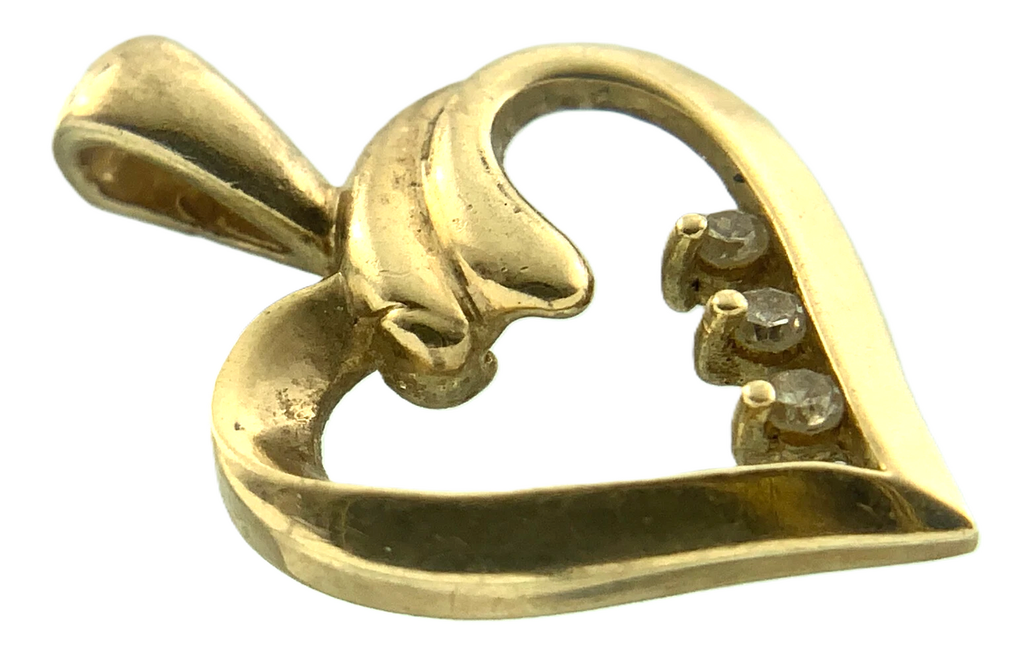 Beautiful 10K Yellow Gold Heart Diamond Pendant Charm AU138