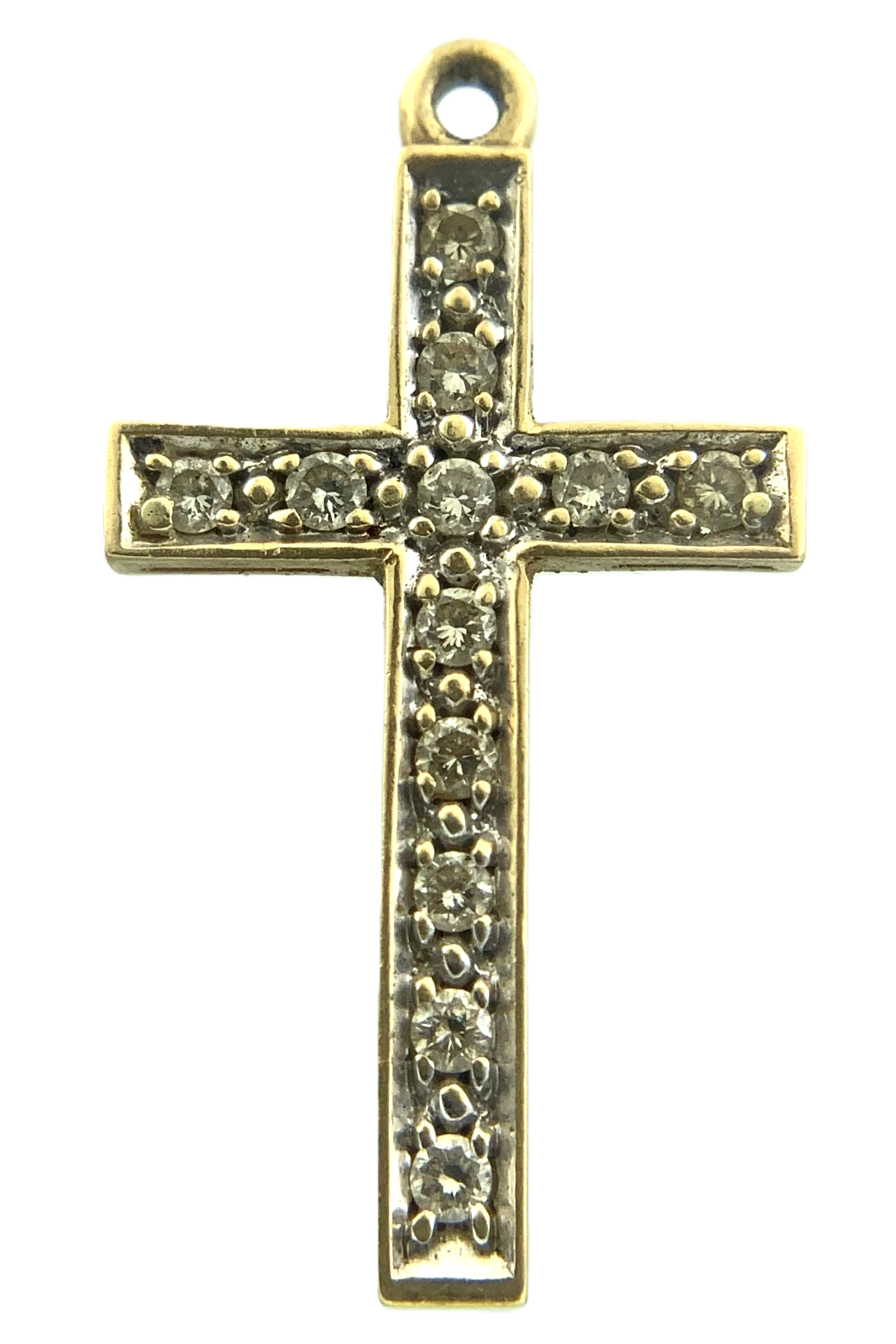 14K Yellow Gold Diamond Cross Pendant Elegant Religious Charm AU142