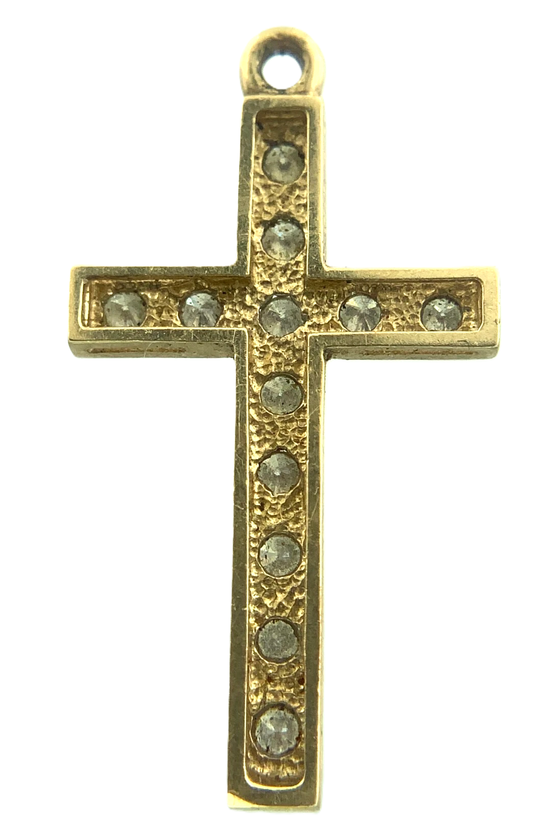 14K Yellow Gold Diamond Cross Pendant Elegant Religious Charm AU142