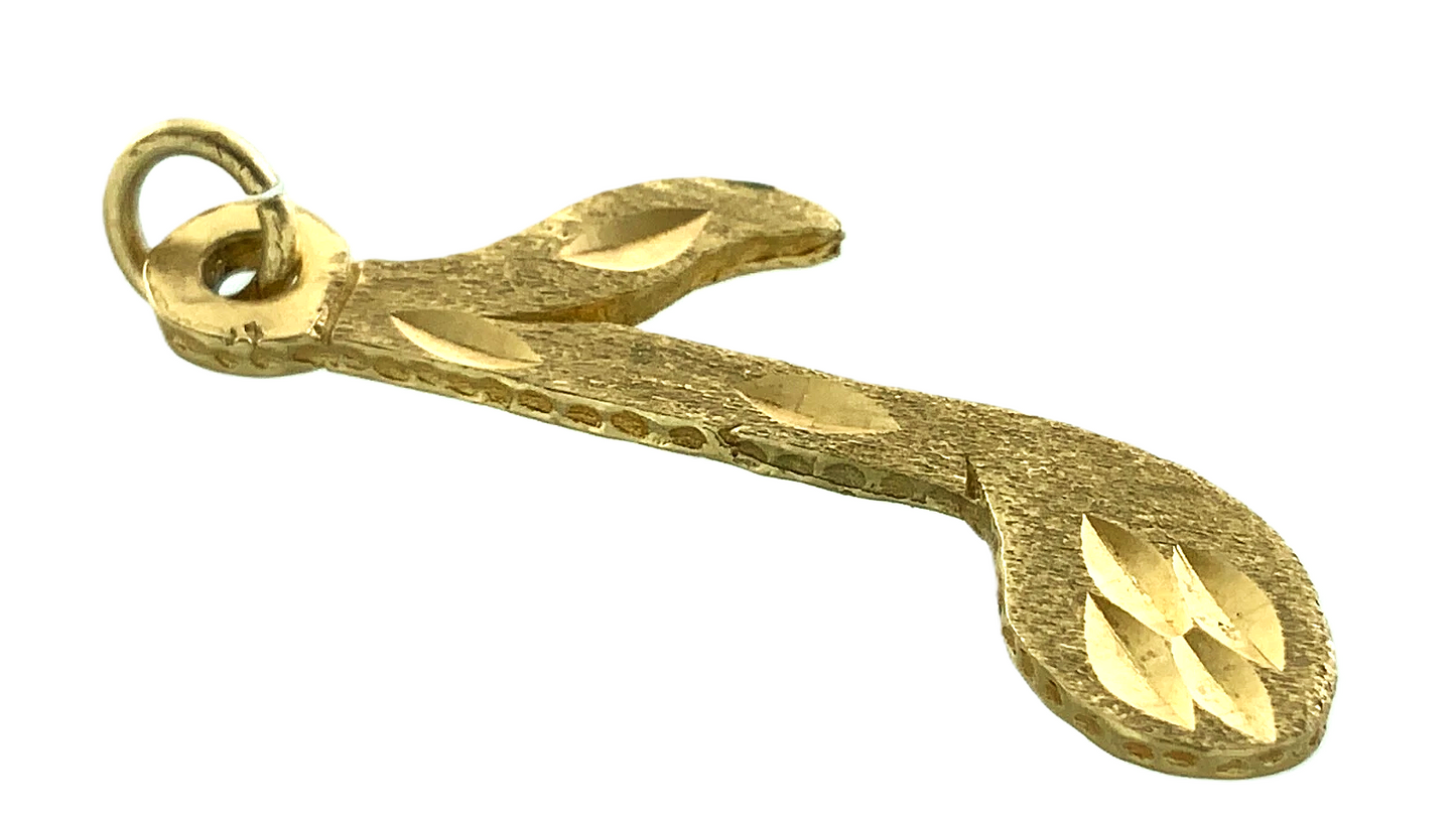 10K Yellow Gold Music Note Pendant Eighth Note Charm AU144