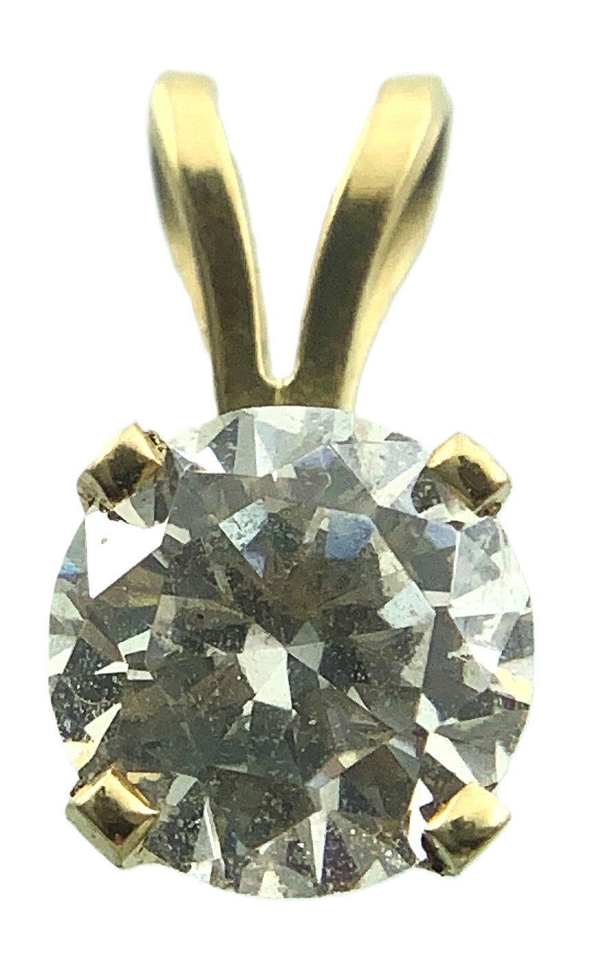 14K Yellow Gold Solitaire Necklace Pendant Rabbit Ear NOT DIAMOND AU146