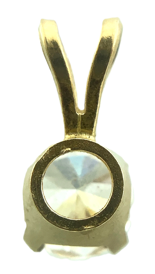 14K Yellow Gold Solitaire Necklace Pendant Rabbit Ear NOT DIAMOND AU146